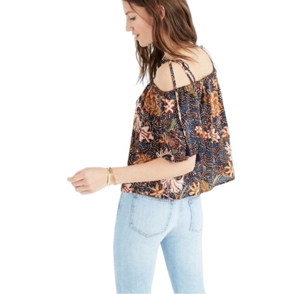 Madewell Silk Cold-Shoulder Top in Sea Floral Woman’s - Picture 3 of 9
